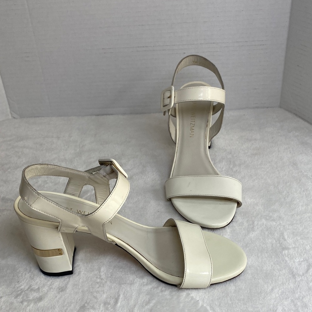 Stuart Weitzman Elegant Cream Heeled Sandals Size 8.5